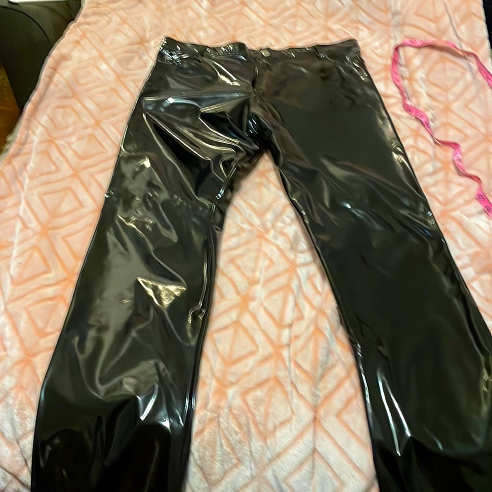 Black pvc men’s straight leg pants brand new no tags